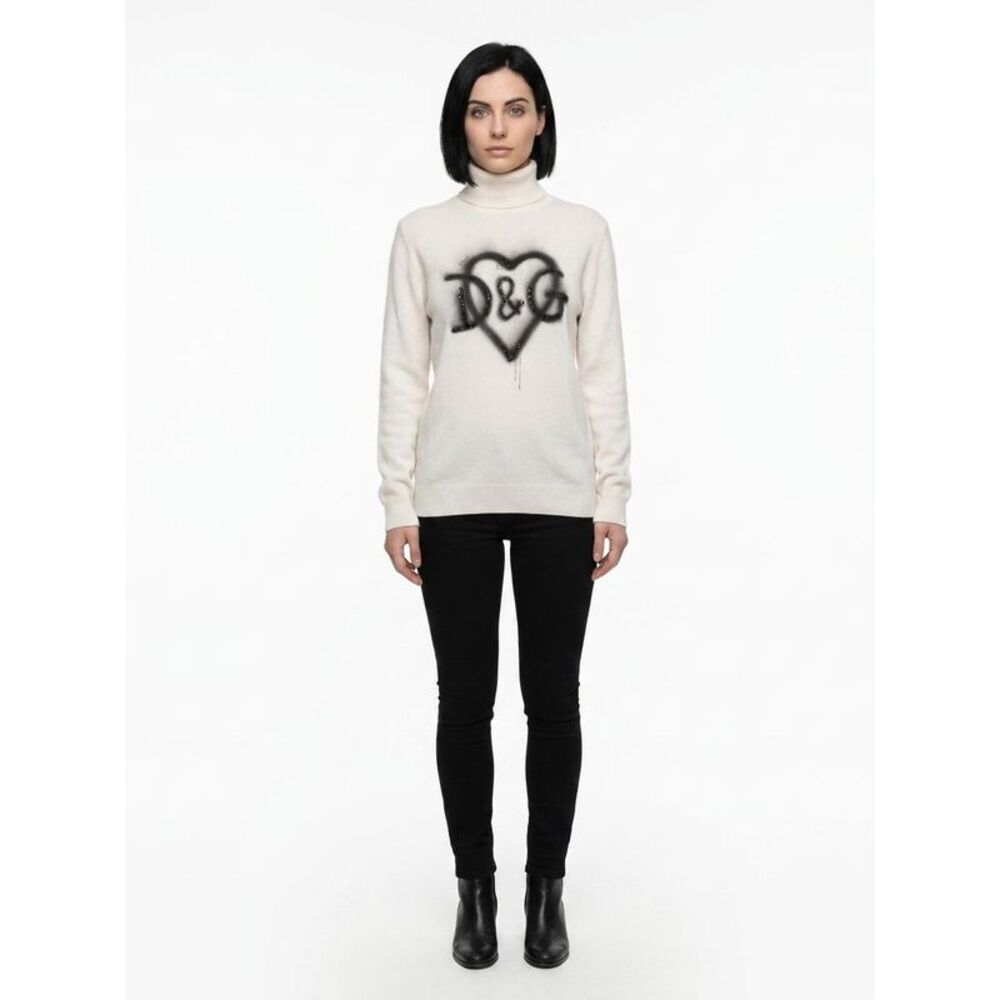 Dolce & Gabbana White Cashmere Women's Turtleneck